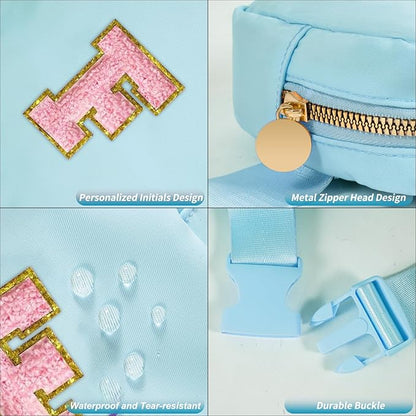 Mini Belt Bag Fanny Pack with Initials Letter Patch Small Crossbody Bags Cute Stuff Birthday Gifts for Teenager Girls Trendy Stuff for Teens - F,Blue