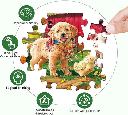 Puzzles for Adults 500 Pieces Jigsaw Puzzle Pig Dog Puzzles for Adults Teens Kids Colorful Animals Puzzle Challenging Puzzle Family Games Precision-Cut Vibrant Imagery, 20.5 x 15 in