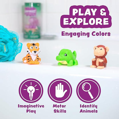 Tub Works® Rainforest™ Mold Free Bath Toys, 6 Pack | Sealed, No Hole Bath Toys Design Keeps Moisture Out | Soft, Squeezable & Float on Water | Easy-Grip Baby & Toddler Bath Toy | Great Baby Pool Toys