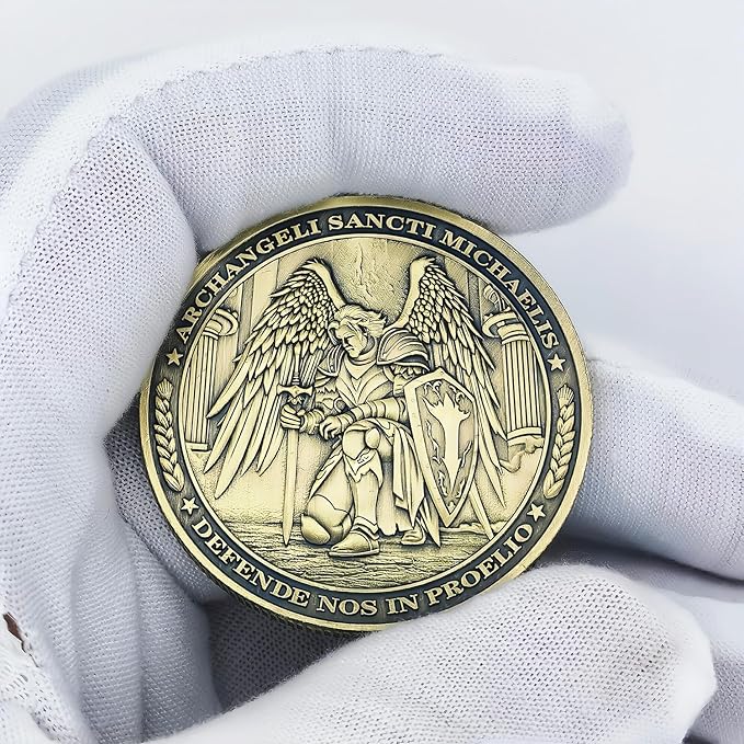 The Archangel Michael Challenge Coin Christian Coin Bible Verse Angel Coin As Catholic Gifts (Pack of 6)