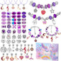 Flasoo DIY Charm Bracelet Making Kit for Girls, Jewelry Making Kit with Unicorn Mermaid Purple Stuff Craft Gift for Birthday, Christmas, New Year