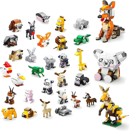 30 Packs Building Blocks Party Favors for Kids, 10 in 1 Mini Animals Building Block Sets for Classroom Prizes, Birthday, Party Favors Return Gifts, Valentines, Easter Gifts (Animals)