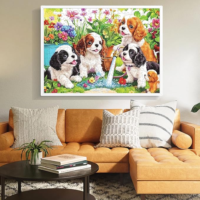 300 Pieces Cute Dogs Puzzles for Adults,Large Pieces Puzzle for Teens Seniors,Fun Puzzles 300 Piece for Kids Ages 8-10 10-12,Challenging Jigsaw Puzzle for Family,Great Gift for All Ages,20.5 x 15 in