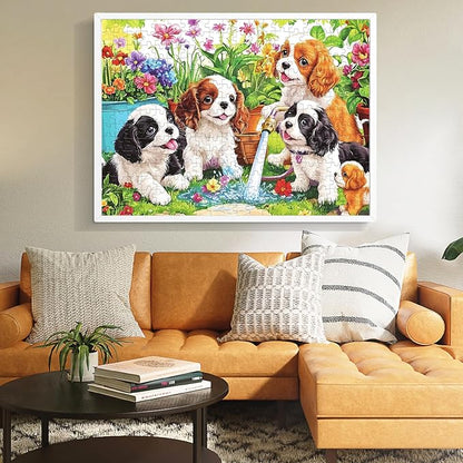300 Pieces Cute Dogs Puzzles for Adults,Large Pieces Puzzle for Teens Seniors,Fun Puzzles 300 Piece for Kids Ages 8-10 10-12,Challenging Jigsaw Puzzle for Family,Great Gift for All Ages,20.5 x 15 in