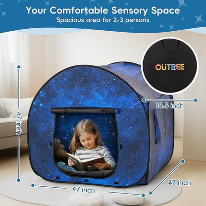 OUTREE Sensory Tent 47 * 47 * 47 in, Starry Night Print, Sensory Tent for Kids with Autism, pop up Play Room