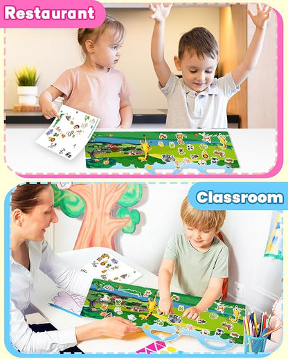Reusable Sticker Book for Toddlers 2-4 Years, Stickers for Kids, Toddler Craft Activities, Toddler Travel Toys Ages 2+ Boy Girl Birthday Gifts