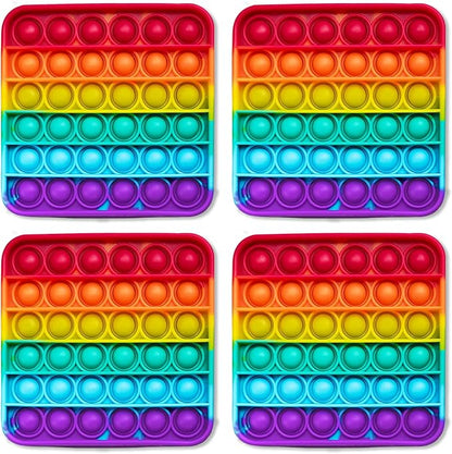 THE FIDGET GAME Popping Mats (4 Pack) - Sensory Toys for Kids with Autism, Stress or Anxiety - Rainbow Popper for Toddlers, Boys, Girls, & Adults