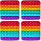 THE FIDGET GAME Popping Mats (4 Pack) - Sensory Toys for Kids with Autism, Stress or Anxiety - Rainbow Popper for Toddlers, Boys, Girls, & Adults