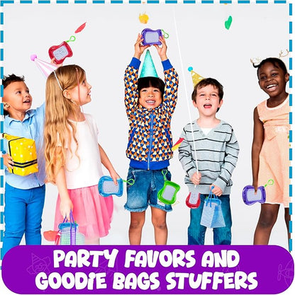 Bedwina Mini Magnetic Drawing Board for Kids - (Pack of 6) Backpack Keychain Clip Drawing Boards, Erasable Doodle Sketch Writing Pad Boys & Girls, Birthday Kids Party Favors