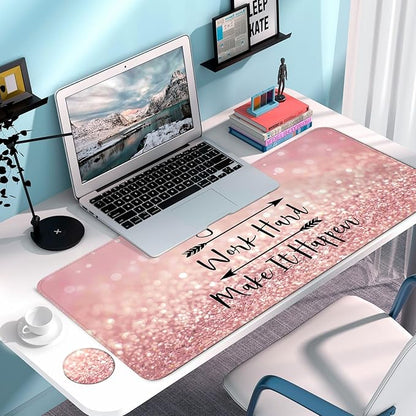 Stay Positive Desk Pad, Gaming Mouse Pad, Non-Slip Rubber Base, Stitched Edges，23.6x11.8 inch