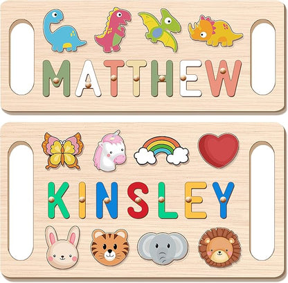 Newly Upgraded Personalized Name Puzzle for Kids, Custom Name Puzzle Personalized Baby Gifts 1st Birthday for Boys Girls Montessori Toys Nursery Decor Toddler Educational Toys