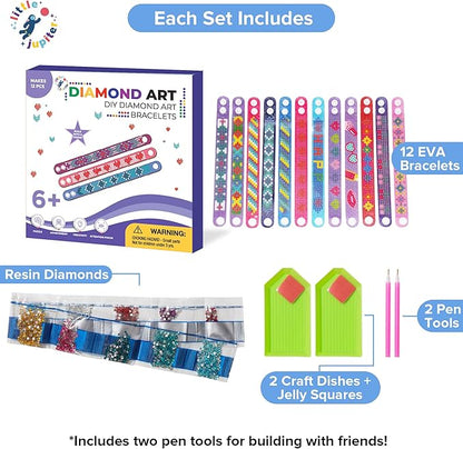 Little Jupiter Diamond Art Bracelet Kit - Includes 12pcs - Bracelet Making Kit for Girls - Diamond Art Kits for Kids