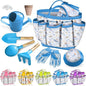 Kids Gardening Tool Set 18PCS Kids Toddler Gardening Set Includes Tote Bag Watering Can Apron Hat Rake Shovel Spoon Gloves Plant Pots and Labels, Outdoor Toys Gift for Boys Girls (Blue)