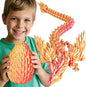 3D Printed Dragon Eggs with Articulated Fly Dragon Inside, Collectible Figurines Fidget Toy for Adults Kids Birthday Easter Christmas White Elephant Gifts for Friends Colleagues(Red Gold, L size)