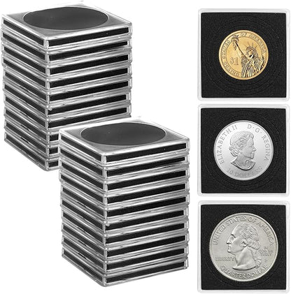 45 Pcs 20-40mm Acrylic Coin Collection Cases with Sponges, Adjustable Coin Holders, Silver Dollar Protection Cases for Collectors, Coin Collection Supplies(20/25/30/35/40mm)