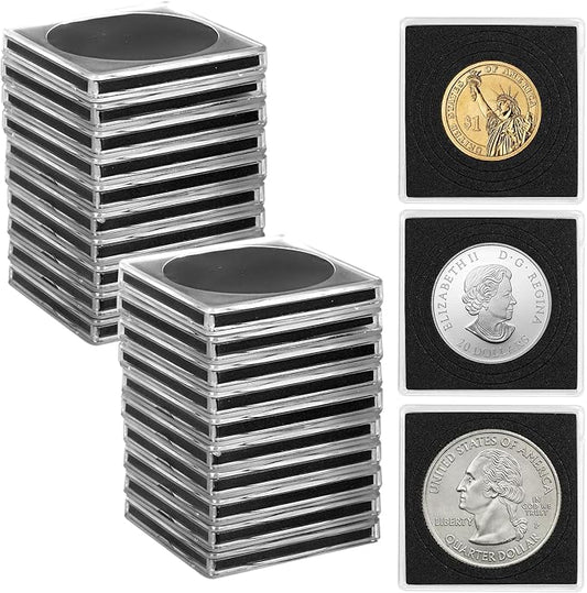 40 Pcs 20-40mm Acrylic Coin Collection Cases with Sponges, Adjustable Coin Holders, Silver Dollar Protection Cases for Collectors, Coin Collection Supplies(20/25/30/35/40mm)