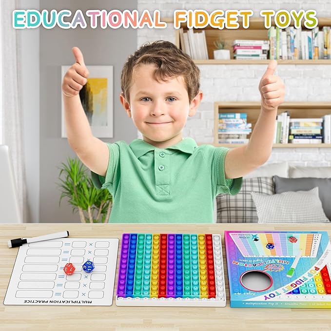 Multiplication Chart Pop It - Multiplication Game Board, 12x12 Times Table Math Game Board for Kids Learning, Educational Multiplication Machine Toy