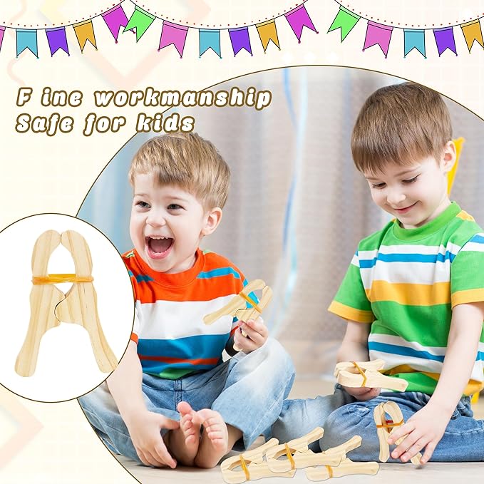 10 Pcs Wooden Game Clips Set Wood Play Clips Fort Building Clips Wooden Fort Clips Game Silk Clips for Kids School Playground Building Games