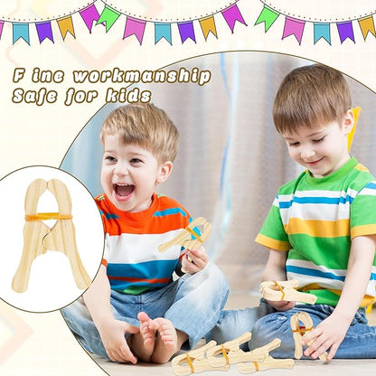 10 Pcs Wooden Game Clips Set Wood Play Clips Fort Building Clips Wooden Fort Clips Game Silk Clips for Kids School Playground Building Games