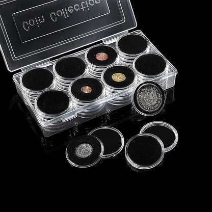 FRIMOONY 46mm Coin Capsules, with Foam Gasket and Plastic Storage Box, for Coin Collection, 2 Packs