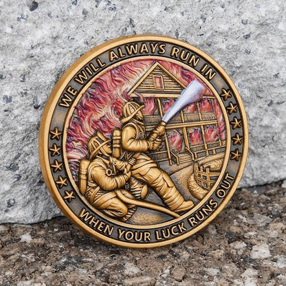 Heroic Firefighter Challenge Coin - Tribute to Bravery and Dedication with Display Box (Single Coin)