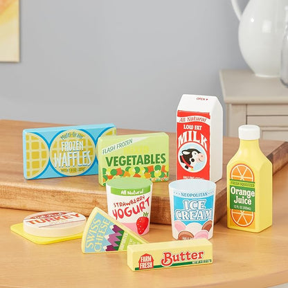 Melissa & Doug Fridge Food, Wooden Play Food for Kids Kitchen Playset, Play Kitchen Accessories, Preschool Toys for Girls & Boys Ages 3+