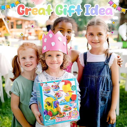 PLAY 2 in 1 Color Dough Kitchen Creations Set, Ice Cream Noodle Maker Color Dough Sets for Kids Ages 4-8, Kitchen Food Toys for Boys Girls Kids Toddlers Ages 3+, with 18 oz Multicolor Clay