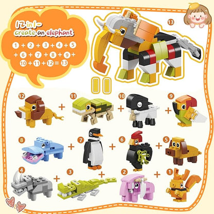 24 Packs Animal Building Blocks Valentines Gifts for School, Valentines Exchange Party Gifts for Boys Girls