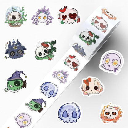 Halloween Party Favors, Halloween Stickers, 500 PCS Skull Vinyl Waterproof Stickers for Teens, Hall-oween Decorations Games Treats Classroom Crafts Gifts Party Supplies