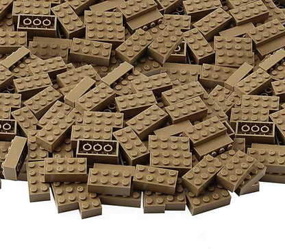 Feleph 100pcs 2x4 Bricks Dark Tan Classic Pieces Parts Building Creative Play Set Blocks Toy Accessories Compatible with 3001 Major Brands