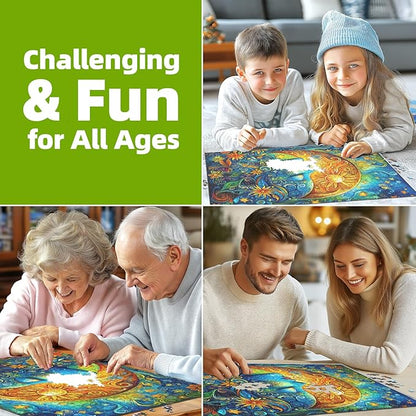 Moon Puzzles for Adults 1000 Pieces Blue Girl Face Art Flowers Puzzle for Adults Jigsaw Puzzles 1000 Pieces with Letters on Back Hard Impossible Difficult challenging Family Puzzle (27.5"x19.6")
