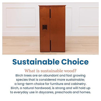 ECR4Kids Play Kitchen Refrigerator, Wooden Playset, Dark Walnut