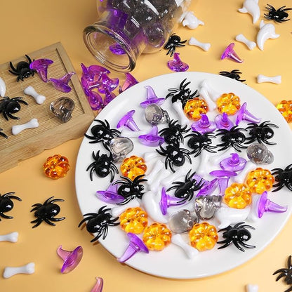 Halloween Sensory Bin Filler,300 Pcs Mini Acrylic Pumpkin Ghost Skull Gems Vase Fillers for Halloween Centerpieces Table Decorations,Table Scatters,Preschool Counting and Craft