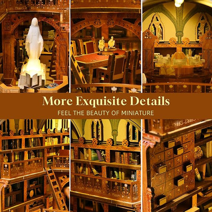 Book Nook Kit, DIY Miniature House Kit 3D Wooden Puzzle for Adults Booknook Kit with Dust Cover Book Decor Bookshelf Decoration Decorative Bookends Women Craft Gifts for Teens (Public Library)