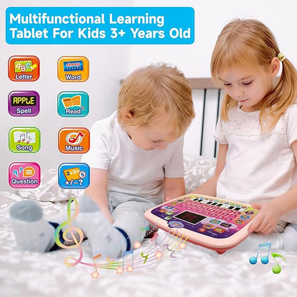 Wenbeier Kids Learning Tablet Toddler Tablet with LED Screen Teach Alphabet Numbers ABC Learning for Toddlers Electronic Learning Toy for Gifts for Boy Girl, Baby Toddler Ages 3 4 5 6