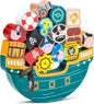 Imagination Generation Wooden Wonders Balancing Playset | Develops Dexterity, Motor Skills, Sharing Skills | Safe Wood & Paint | 18 PC Pirate Boat Playset