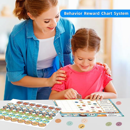 Boho 32 Chore Charts Behavior Reward Chart System,Sticker Chore Chart Pad for Kids with 2328 Stickers, 12.2" x 9.8" Magnetic Reward Chart to Develop Responsibility & Good Habits.