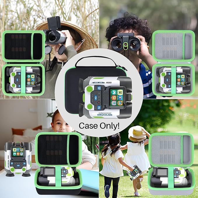 Storage Case Compatible with LeapFrog Magic Adventures Binoculars (Gray+Apple Green Case)