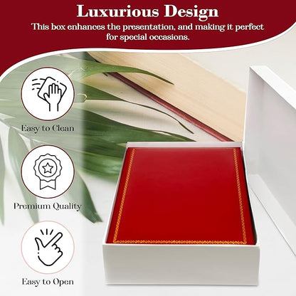 Novel Box Red Jewelry Box for Necklace 4.4x6.25x1.4 Inch - Faux Leatherette Jewelry Display Gift Boxes - Soft Velvet Interior Necklace/Pendant Storage Cases for Proposal Engagement Wedding Birthday