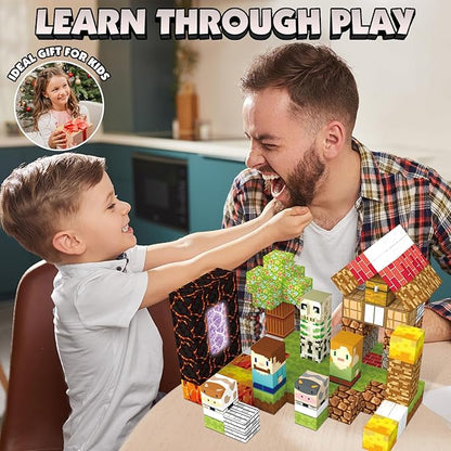Magnetic Blocks Building Toys Set, Magnetic Building Blocks Kit Magnet Cubes for Boys Girls Ages 3-8, STEM Sensory Construction Toys for Kids Birthday Christmas