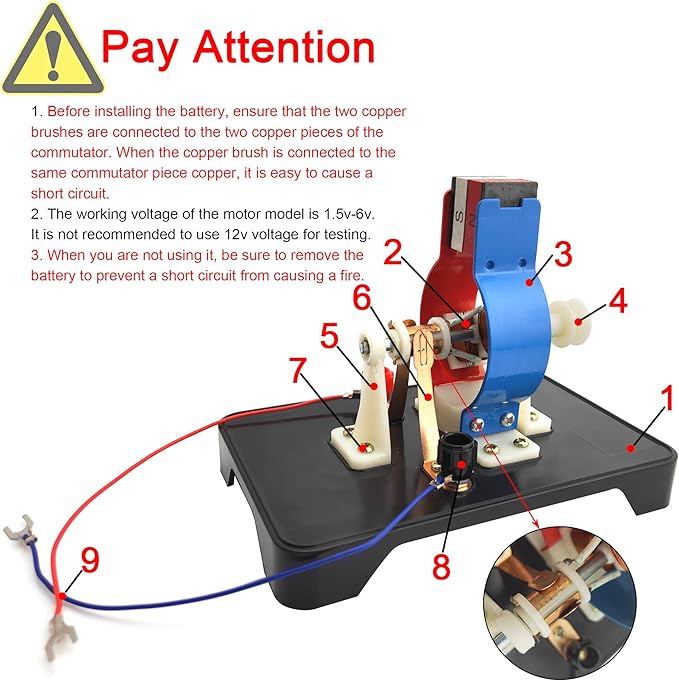 EUDAX STEM DIY Simple Electric Motor DC Motors Model Assemble Kit for School Labs Physics Science Educational