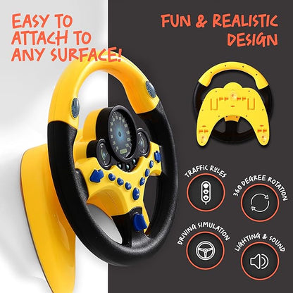 BETTERLINE Toy Wheel for Kids, Driving Simulation with Lights and Sounds, Pretend Driving Toy for Boys and Girls, Kids Interactive Toys