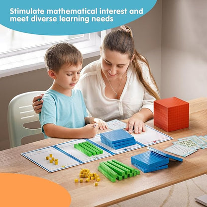 Plastic Base Ten Blocks 143 pcs Place Value Blocks Kindergarten Counting Cubes for Kids Math, Math Manipulatives for Early Counting Math Toy for 1st Grade