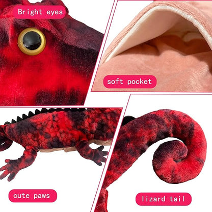 Puppets Hand Puppet Lizard Puppet,Large Puppets with Movable Mouth Puppet Role Play Story Animal,Soft Stuffed Animal Hand Puppets for Kids Ages 1-3