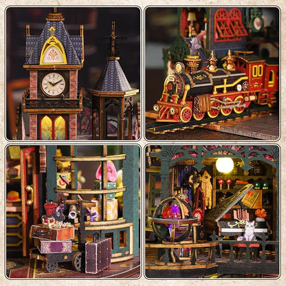 DIY Miniature Dollhouse Kit, Wooden Dollhouse Kit Miniature House Kit with LED Light,Creative Room Idea for Kids/Adults Magic House DIY Kits
