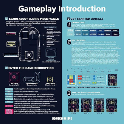 Super Slide Puzzle Game – Rechargeable Brain Teaser Unlock 500+ Levels of Electrifying Sliding Puzzles，A Dazzling Electronic Brain Challenge with Addictive Puzzle Fun for All Ages.