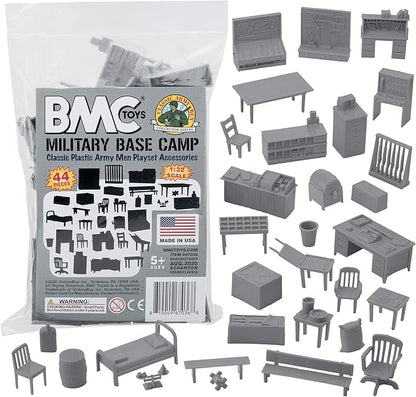BMC Classic Marx Military Base Camp - 44pc Plastic Army Men Playset Accessories