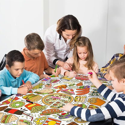 Gatherfun Giant Kids Coloring Poster | 31.5 x 72 Fun Food-Themed Activity for Classroom, Birthday & Events | Versatile as Wall Décor or Table Cover