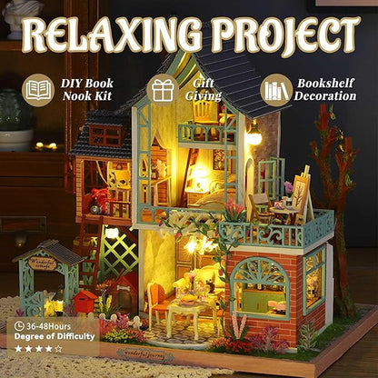 Flever DIY Miniature House Kit, Tiny Home Kit with LED Light, Mini House Build Craft Kits for Adults and Teens, Home Decor Creative Gift for Family/Friends (Secret Jungle)