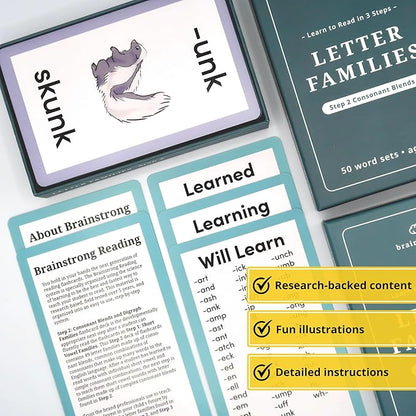 750 Phonics Words | Learn to Read Kindergarten 1st Grade | Reading Mastery for Ages 5-8 | Short/Long Vowels & Consonant Blends | Brainstrong Premium 3 Box Set | 150 Flashcards